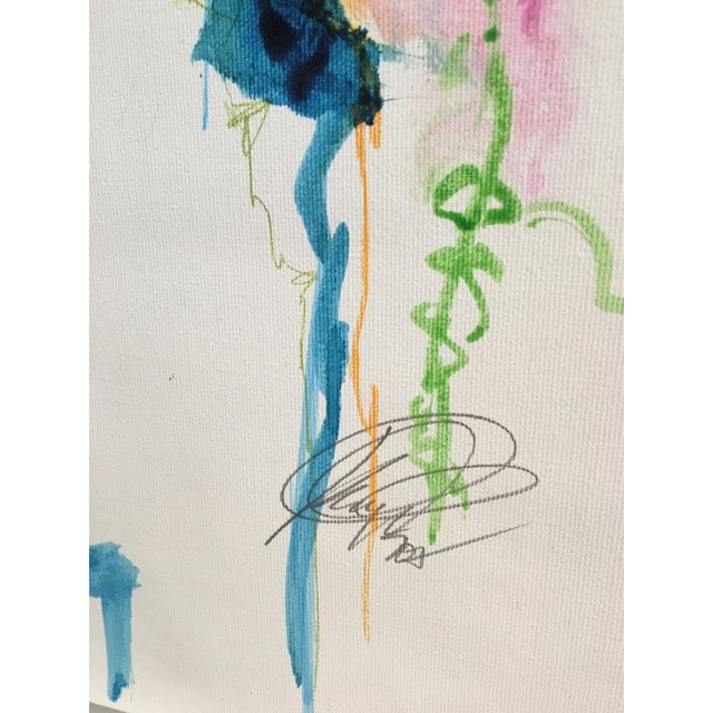 Abstract Kelly O'Neal "Trickle Down Theory" Canvas Painting For Sale - Image 3 of 3