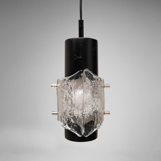 Black Scandinavian Ice Glass Pendant, 1960s, Set of 4 For Sale - Image 8 of 11