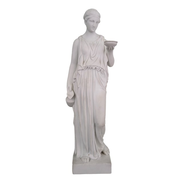 Vintage Biscuit Porcelain Figurine of Hebe After Bertel Thorvaldsen, 1960s For Sale