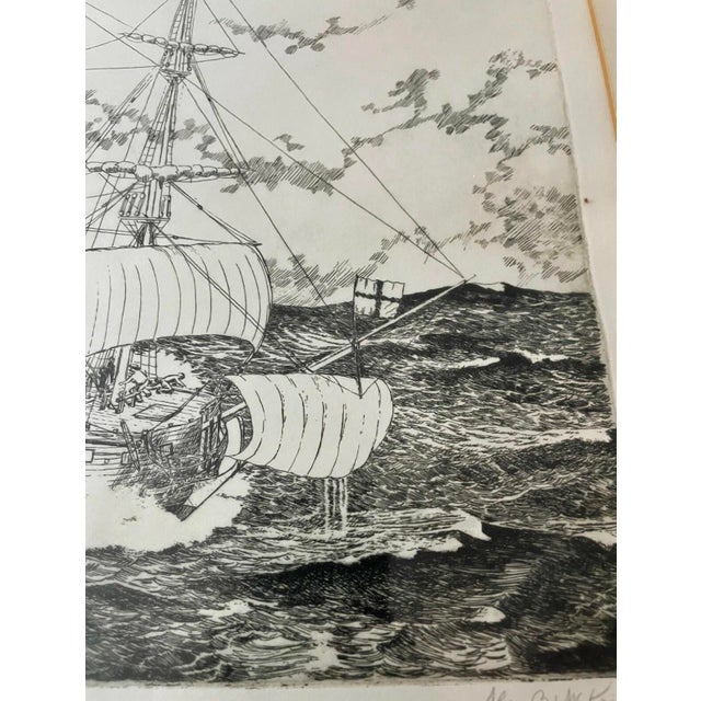 Printmaking Materials Signed Alan B. McKnight Maritime Etching ‘h.m.s. Boston, 1749’ – Limited Edition 42/100 For Sale - Image 7 of 9