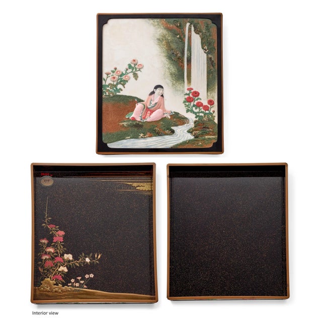 Japanese Meiji Period Lacquer Suzuribako Writing Box For Sale - Image 12 of 13