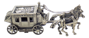 Large Vintage Italian Handmade Sterling Silver 925 Carriage with Horses, Tuscany, 1970s