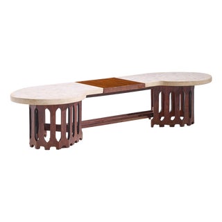 Harvey Probber Mid Century Walnut and Terrazzo Marble Top Coffee Table For Sale