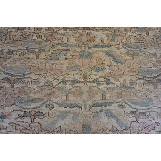 1880s Beige Field Traditional Floral Antique Knotted Wool Malayer Gallery Rug For Sale - Image 4 of 9