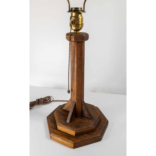 Early 20th Century American Folk Art Arts & Crafts Oak Table Lamp For Sale - Image 4 of 9