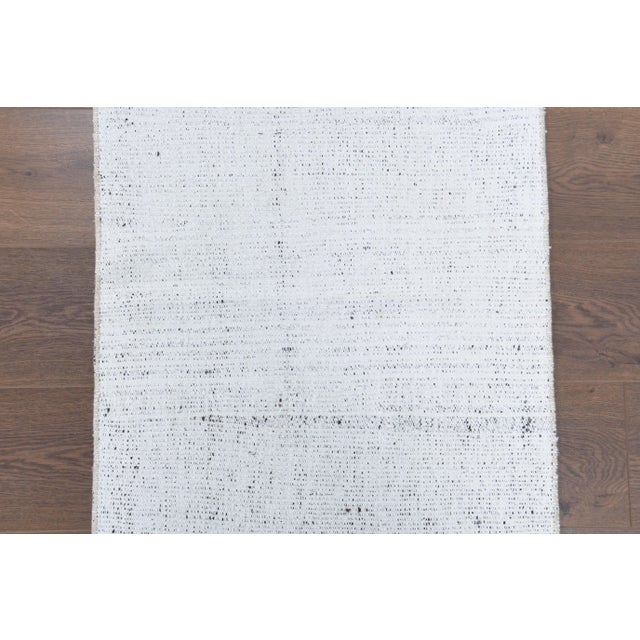 White Vintage Turkish Hand-Knotted Wool Cotton White Kilim Runner Rug For Sale - Image 8 of 10