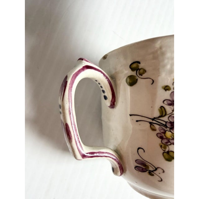 Antique Armorial Pearlware Porcelain Teacup Demitasse, Hand Painted Flowers & Crest For Sale In Cleveland - Image 6 of 12