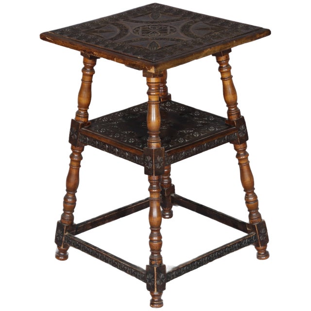 Small Side Table with Notch Carving, 1880 For Sale