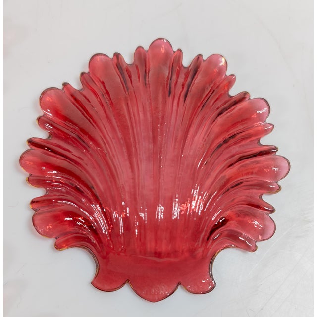 Ruby Red 19th Century Group of Four Ruby Cranberry Red Shell Form Nut Dishes For Sale - Image 8 of 14