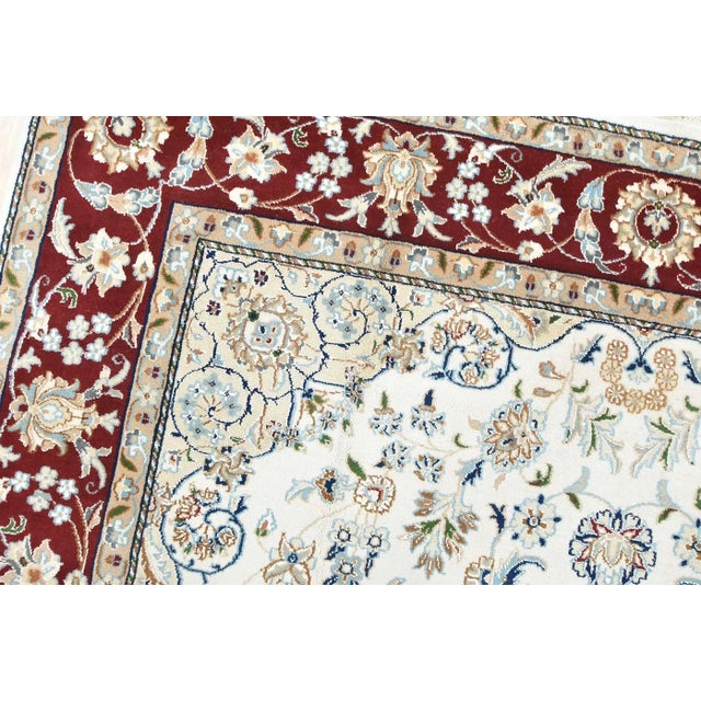 White Fine Nain Rug 6’1” X 9’2” White Wool Traditional Hand-Knotted Oriental Carpet For Sale - Image 8 of 15