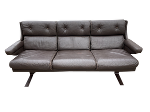 Mid-Century Swedish 3-Seater Leather Sofa by Arne Norell, 1970s