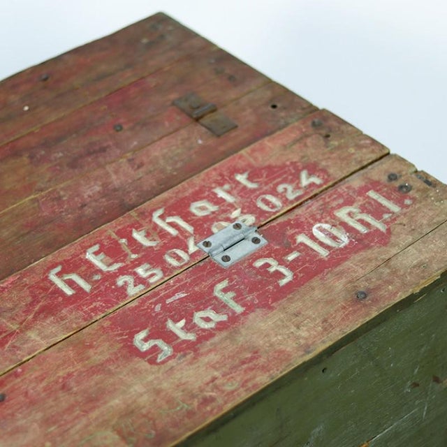 A unique and decorative military travel trunk used in the former Dutch East Indies in the late 1940s. The trunk bears an...