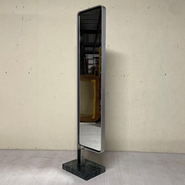 1980s Vintage Italian Floor Mirror in Aluminum and Green Marble, 1970s For Sale - Image 5 of 15