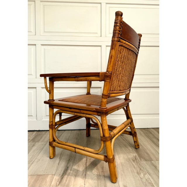 Vintage Bamboo, Rattan & Wood Lounge Chairs With Ottomans, Set of 4 For Sale - Image 15 of 17