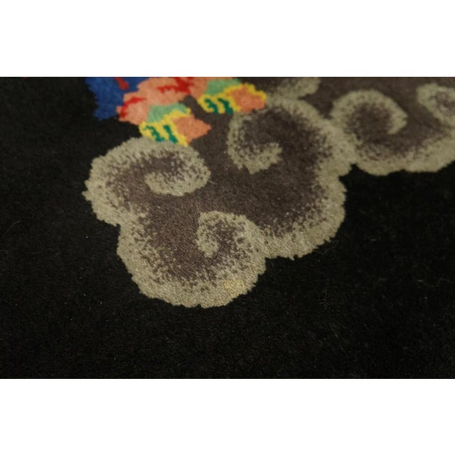 1920s Black Antique Chinese Art Deco Rug 10 Immortals Qing 2'7" X 4'10" Knotted Wool Carpet For Sale - Image 11 of 12