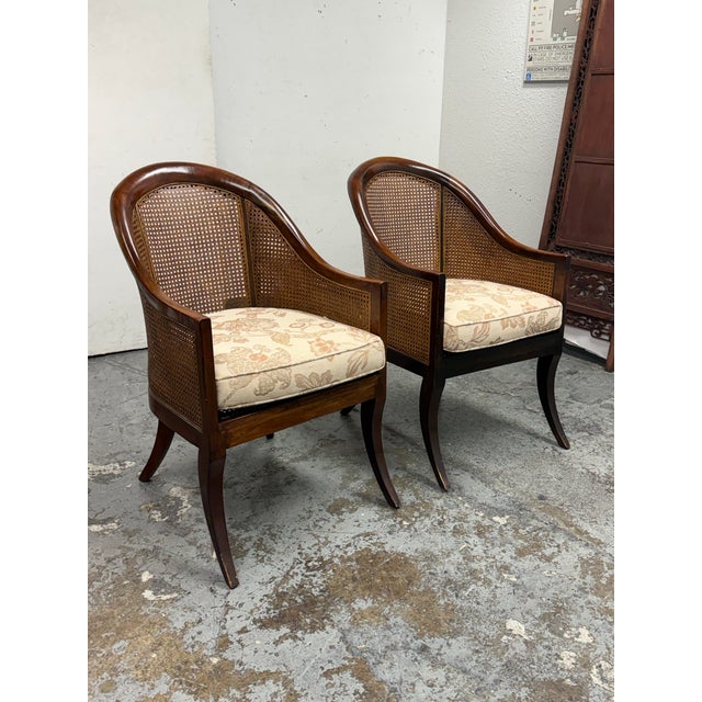 Traditional Regency Style Mahogany Bergère Chairs, Pair For Sale - Image 3 of 12