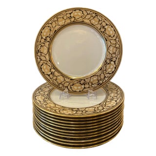 Set of 12 Elaborate Black and Gilt Service Place 1920's For Sale