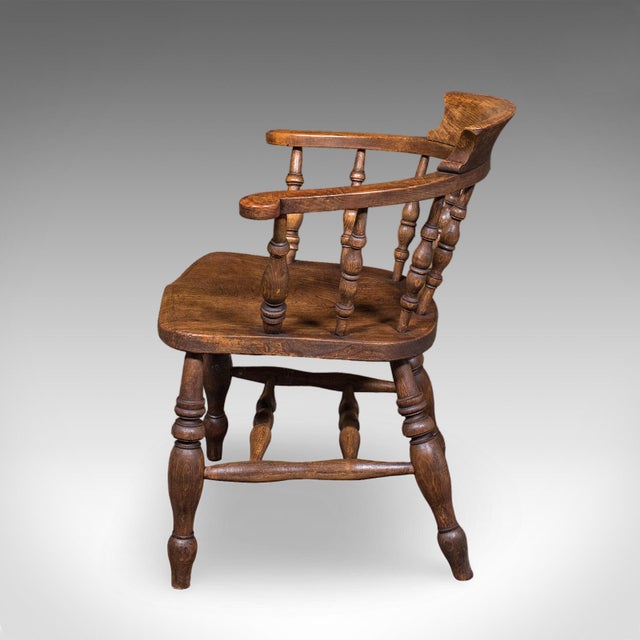 1900 - 1909 Antique Country House Captain's Chair, English, Smoker's Bow, Edwardian, c.1906 For Sale - Image 5 of 12
