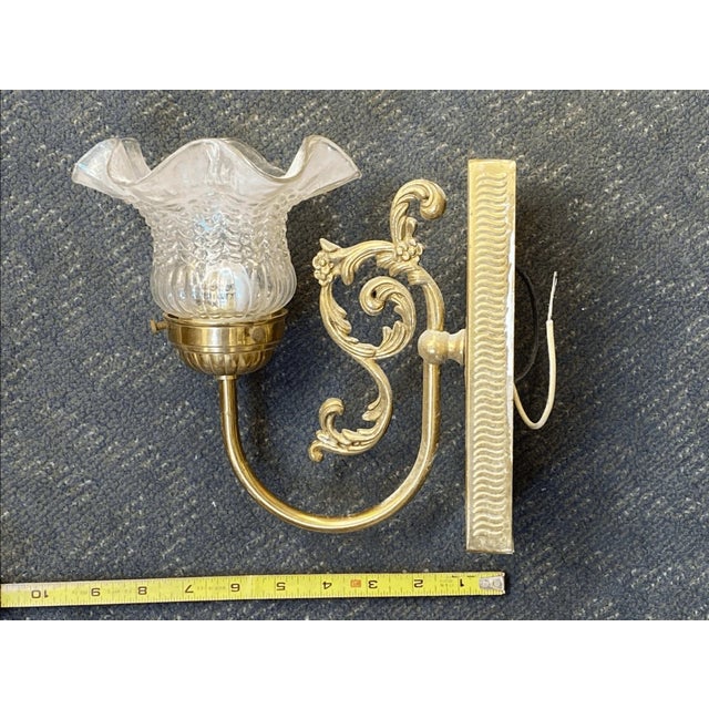Glass Vintage French Style Lacquered Brass Wall Sconce For Sale - Image 7 of 8