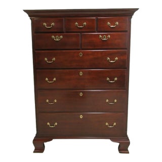 1980s Kindel Winterthur Solid Mahogany Chippendale Dresser Chest Of Drawers For Sale