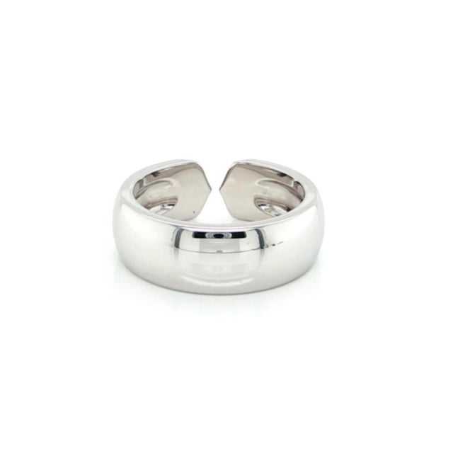 Cartier Mid 20th Century Cartier Double C Diamond Cuff Ring 18K White Gold Size 53 US 6.5 w/Papers For Sale - Image 4 of 6