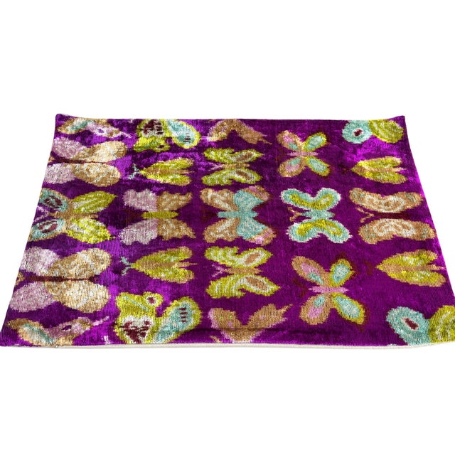 2000 - 2009 Velvet Ikat Cushion Cover With Butterfly Design For Sale - Image 5 of 10