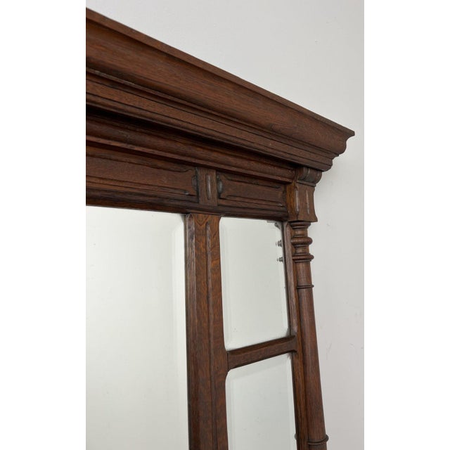 Antique French Oak Wall Mirrorin Bevelled Glass Wall Frame For Sale - Image 9 of 14