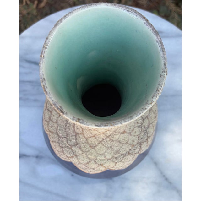 Late 19th Century 19th-Century Thomas Forester & Sons Sanded Majolica Cobalt Pattern 46 Vase For Sale - Image 5 of 8