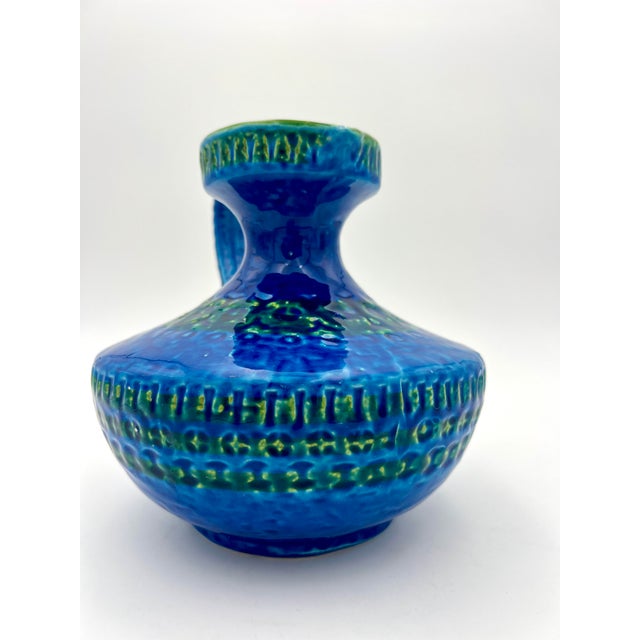 Bitossi Rimini Blue Ceramic Pitcher Vase by Aldo Londi for Bitossi, 1960s For Sale - Image 4 of 7