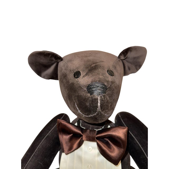 1985 Vintage Velvet Teddy Bear For Sale - Image 12 of 12