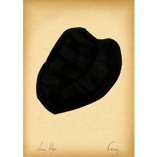 "Forms" Contemporary Minimalist Gouache Drawing on Vintage Paper For Sale