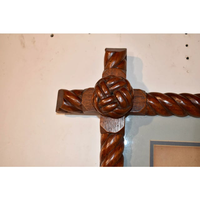 19th Century Print in Hand Carved Rope Frame For Sale - Image 4 of 11