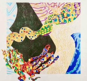 Nancy Graves, Large Nancy Graves Color Aquatint Drypoint Etching Screenprint Metallic Gold, 1988