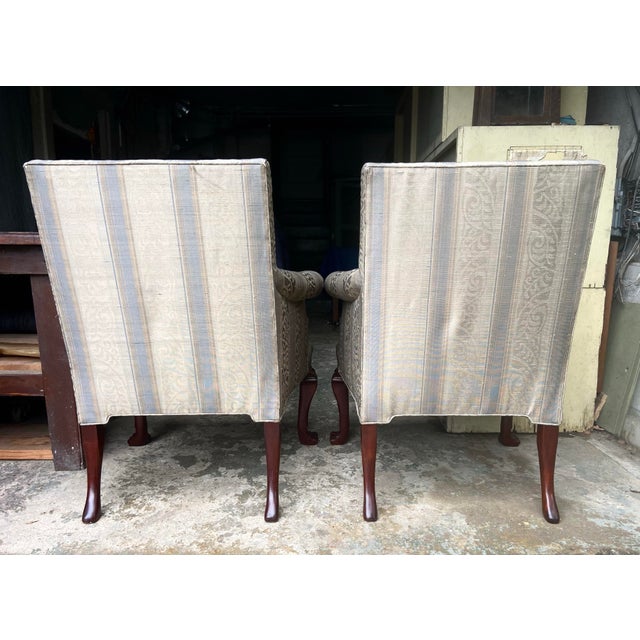 Baker Furniture Company Pair of Vintage Baker Georgian Style Library Chairs For Sale - Image 4 of 12
