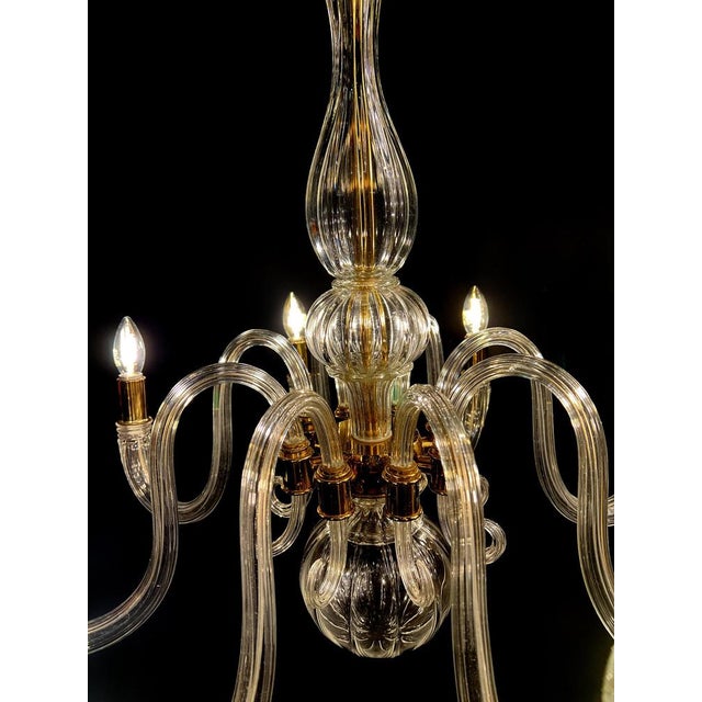 Italian Murano Glass Chandelier with Gold Inserts attributed to Barovier & Toso, 1970s For Sale - Image 4 of 18