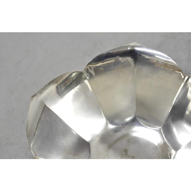Vintage Mid Century Modern Silver Plated Lotus Flower Petal Decorative Bowl For Sale - Image 10 of 16