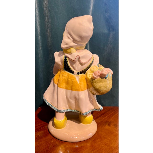 Ceramic Figure of a Dutch Flower Girl with a Basket of Flowers from Essevi, 1936 For Sale - Image 4 of 6