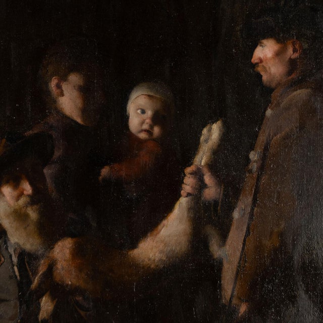 Large Original Oil on Canvas Painting of Interior Scene With Hunter, Denmark Circa 1900 For Sale - Image 6 of 13