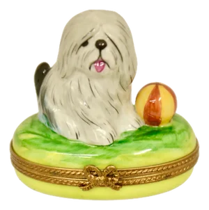 Limoges Sheep Dog Trinket Accent Box