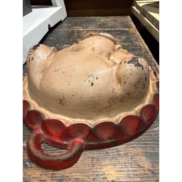 Late 19th Century Antique Primitive Pig Head Cast Iron Pan or Cheese Mold With Original Paint For Sale - Image 5 of 11