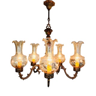 Vintage Farmhouse Chandelier with 5 Arms For Sale