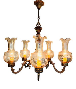 Vintage Farmhouse Chandelier with 5 Arms