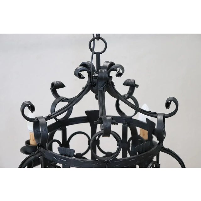 Black Vintage Chandelier in Iron, 1940s For Sale - Image 8 of 13