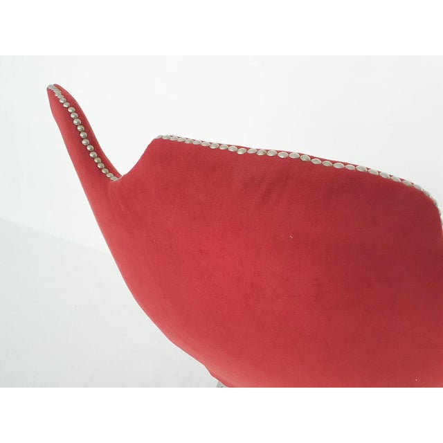 About this item with original red fabric, and silver buttons. Some traces of use