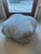 Vintage Blue Ottoman With Chevron Fabric For Sale - Image 4 of 6