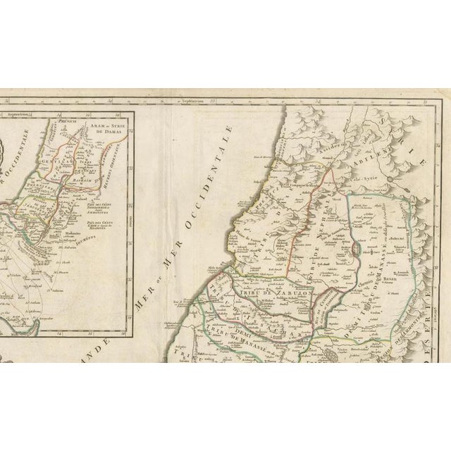 Antique French Map of the Holy Land with Twelve Tribes of Israel, 1750s For Sale - Image 5 of 11