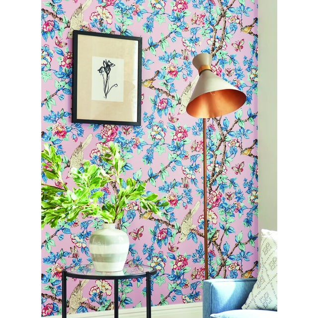 Traditional Sanderson Caverley Wallpaper in Gold Metallic/Gardenia Green - a Sample For Sale - Image 3 of 3