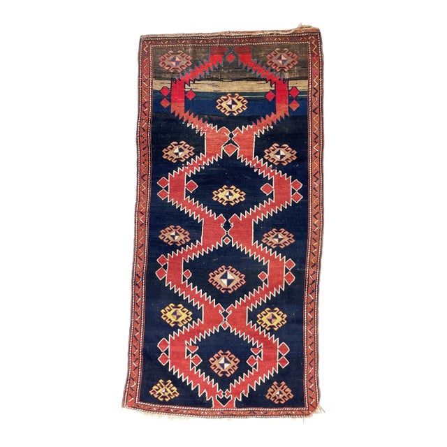 1930s Caucasus Mountains Geometric Karabagh Run, 4.1 x 8.3 For Sale