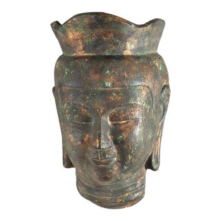 Antique Tibetan Cast Bronze Mask 19thC For Sale