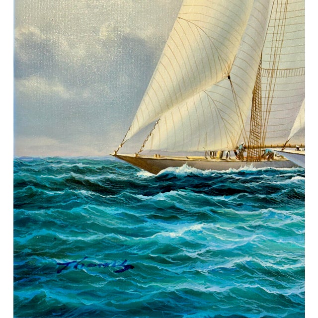 Realism Racing Sailboats Maritime Nautical Seascape Painting by Matt Thomas, 2025 For Sale - Image 3 of 6